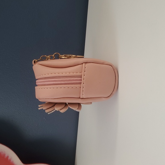 Pink Mini Backpack Bag Charm – Coin Purse Keychain – Bejeled Flower - Picture 3 of 12